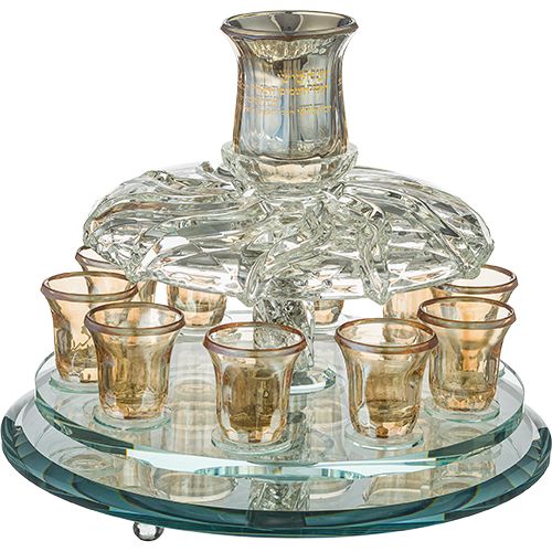 Fuente para Kidush con 10 copitas 33x25 cm