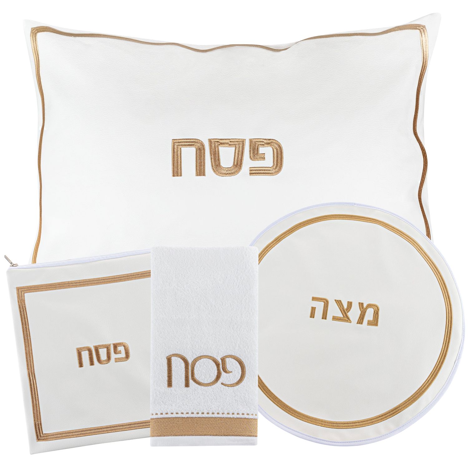Set cobertor de Matza con Afikoman en Cuero dorado