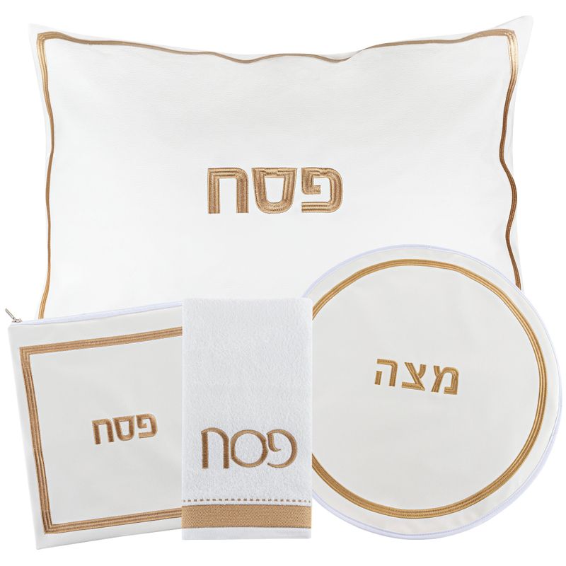 Set cobertor de Matza con Afikoman en Cuero dorado