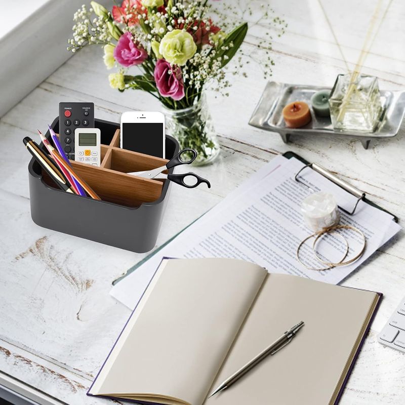 Organizador de Escritorio negro con madera