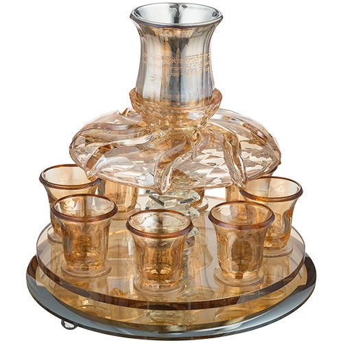 Fuente para Kidush color champan  con 8 copitas