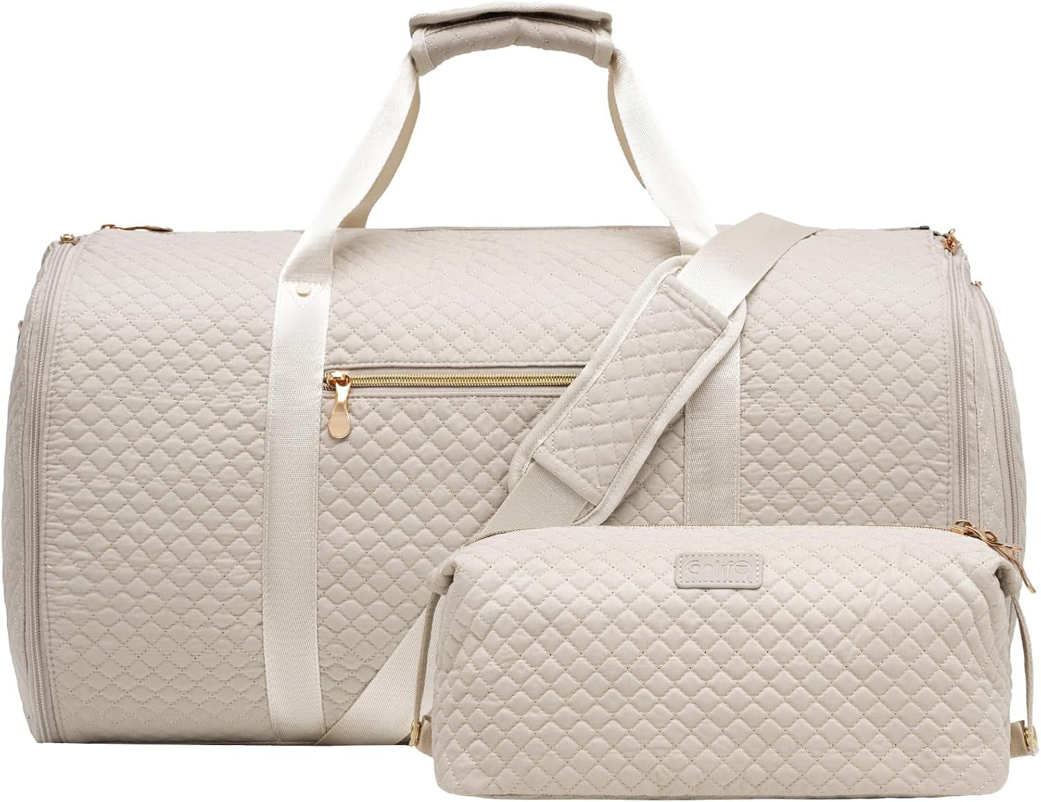 Set de Bolsa de viaje convertible con neceser cool crema