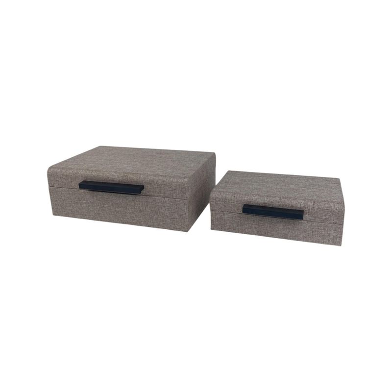 Caja decorativa gris con detalle en negro