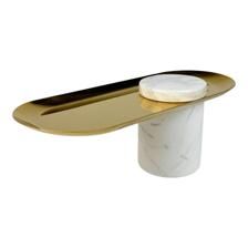 Bandeja con metal y marmol 12X30X11.5CM