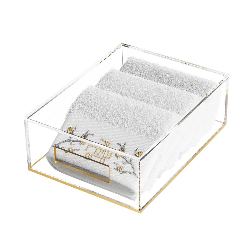 Caja acrilica con 3 toallas Golden Branch