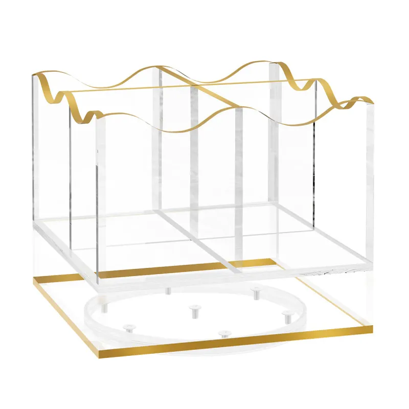 Caddy para cubiertos y servilletas Swivel ondulado Dorado