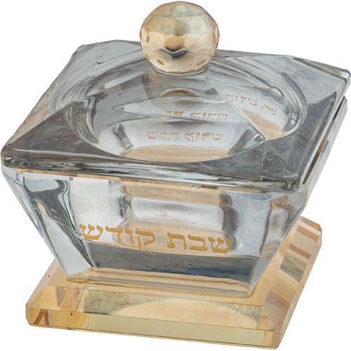 Soporte de sal de cristal de 6 x 4 cm transparente con dorado