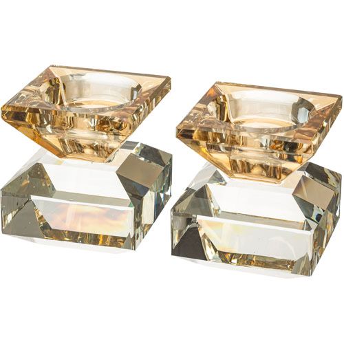 Candelabros de cristal de 7 cm dorado