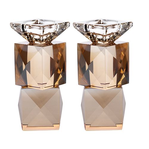 Candelabros de cristal de 14,5 cm en tono champan