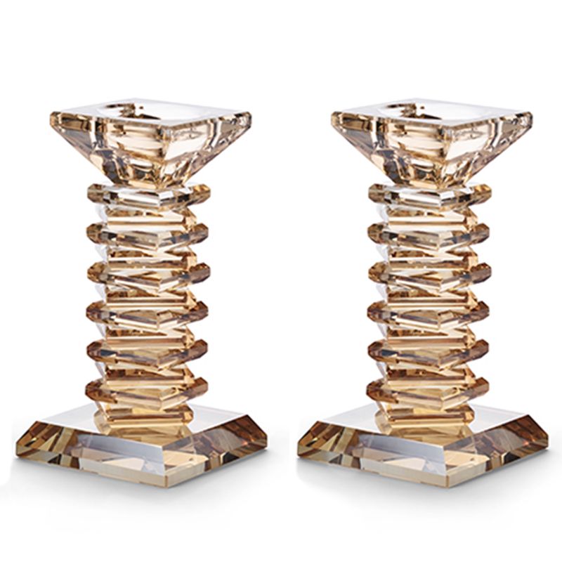 Candelabros de cristal dorado twist de 14,5 cm