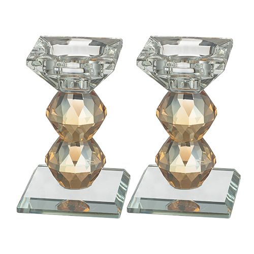 Candelabros de cristal detalle dorado - 10,5 cm