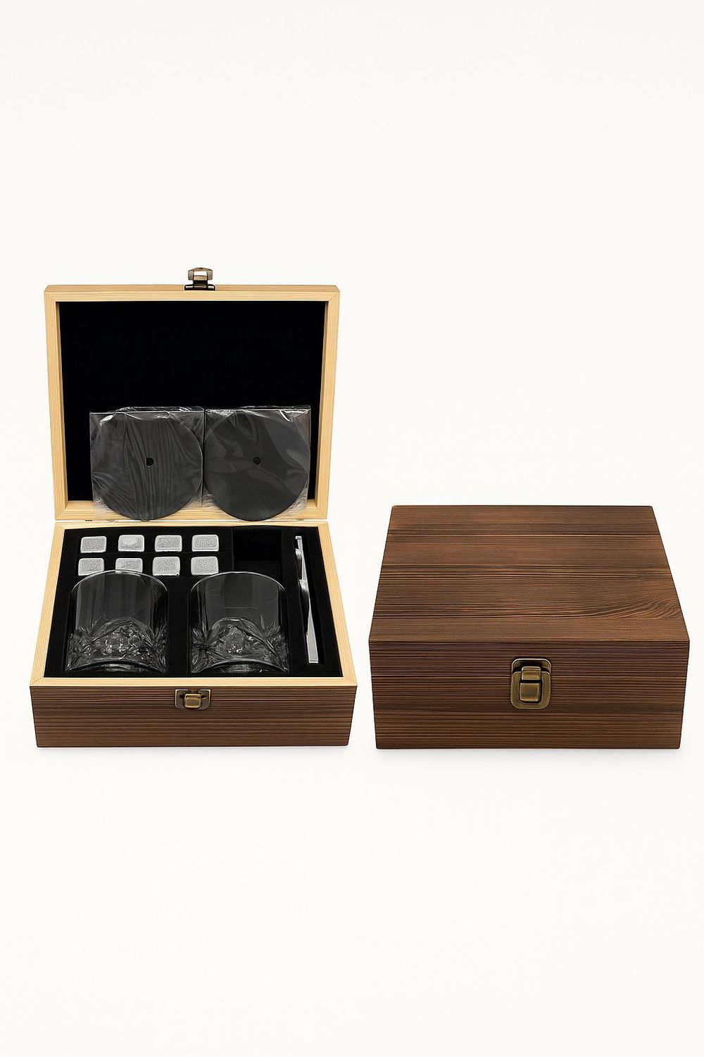Set Whisky premium en caja de madera