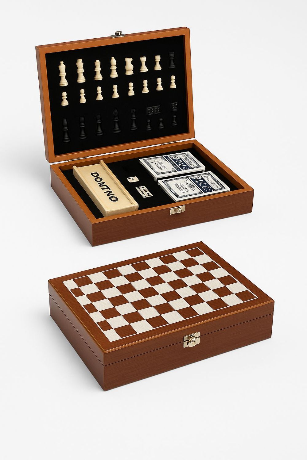 Caja de Juegos Royal – Ajedrez, Domino, Cartas y Dados