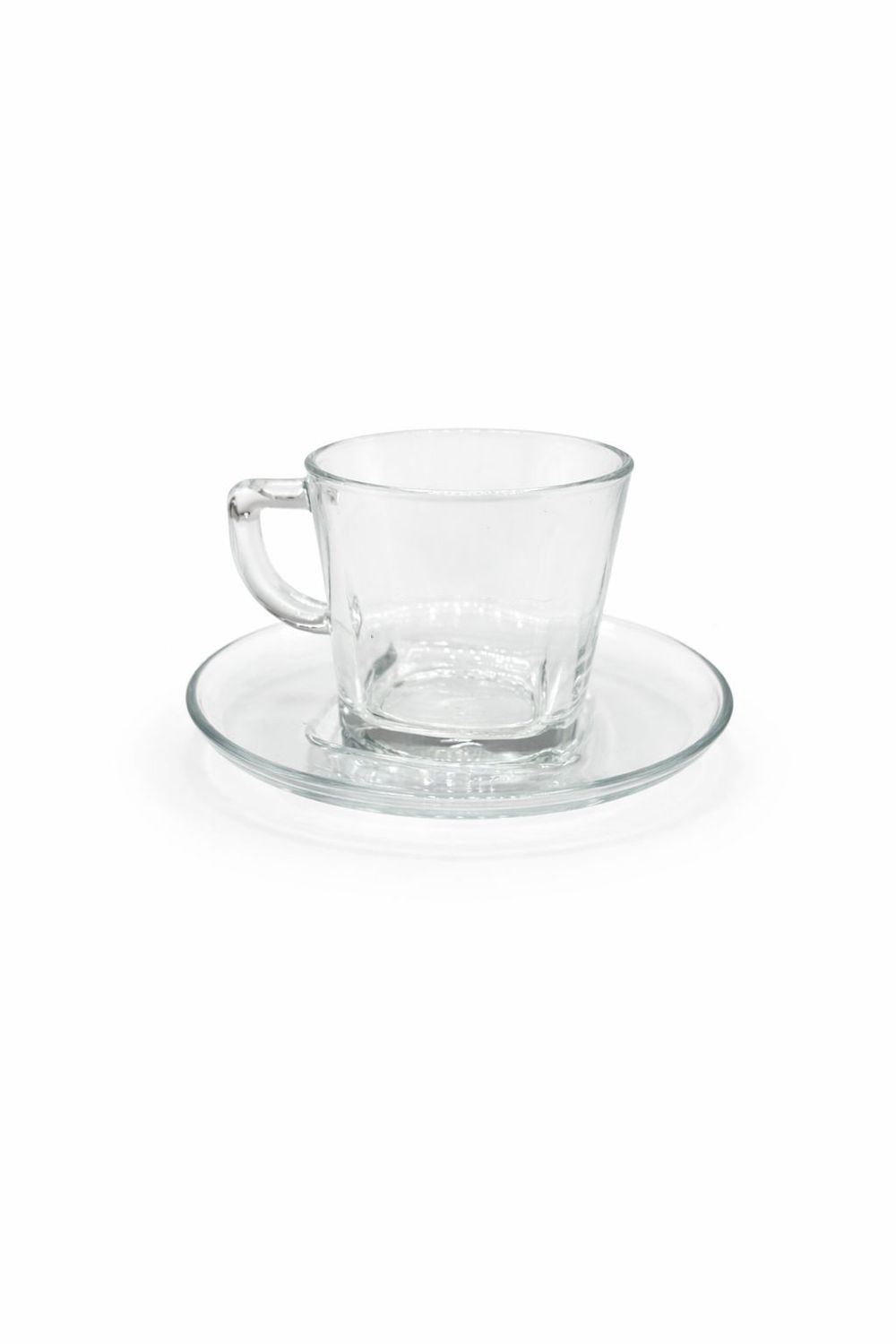 Taza de vidrio con platito CARRE