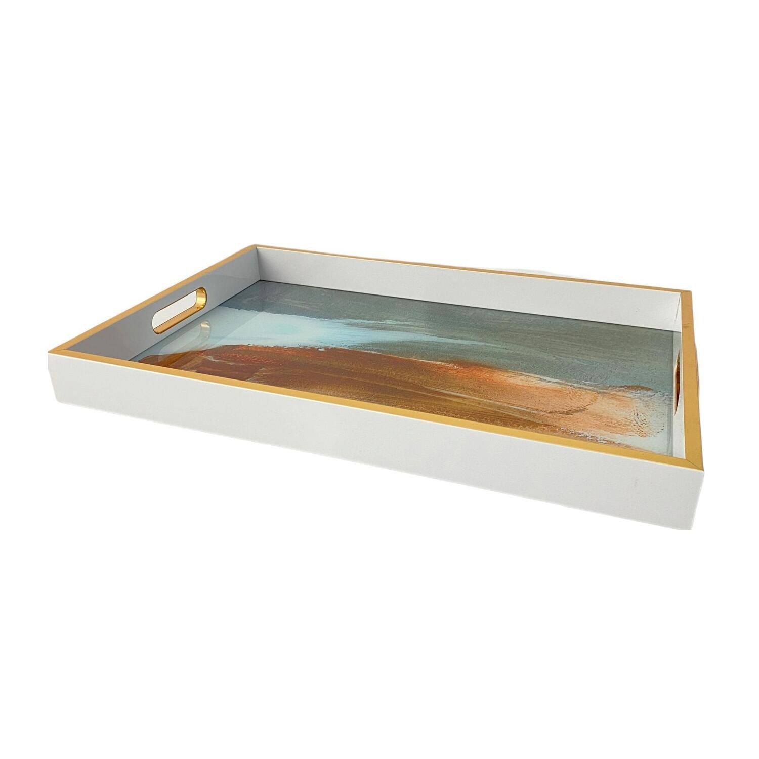 Bandeja Decorativa Moderna con detalles dorados