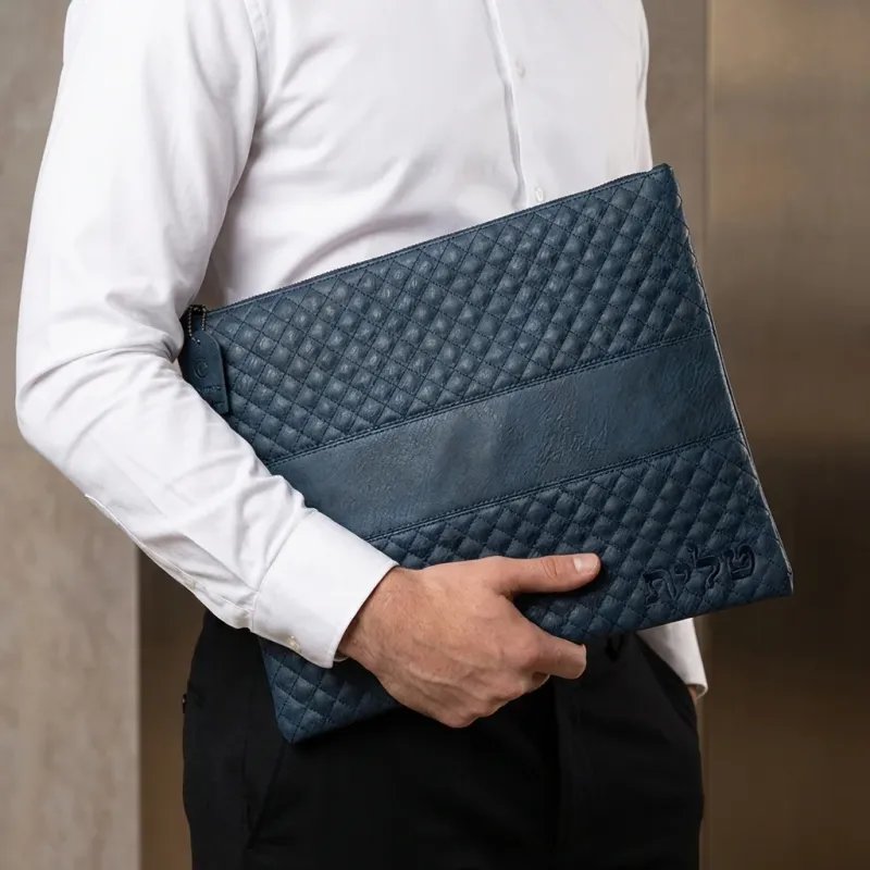 Set de Coracha en Cuerina Azul Oscuro 36x29 cm