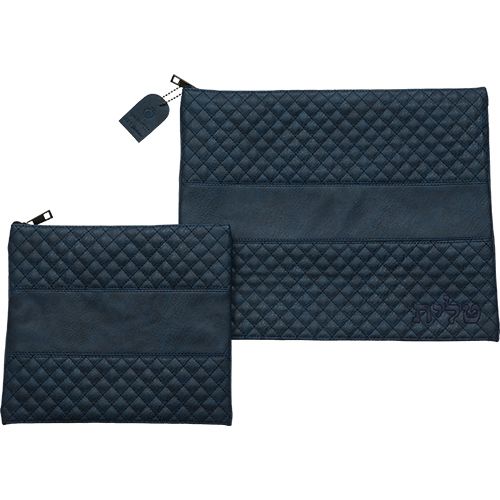 Set de Coracha en Cuerina Azul Oscuro 36x29 cm