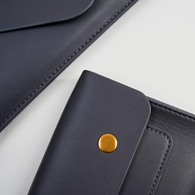Set de funda para laptop en cuero sintetico gris
