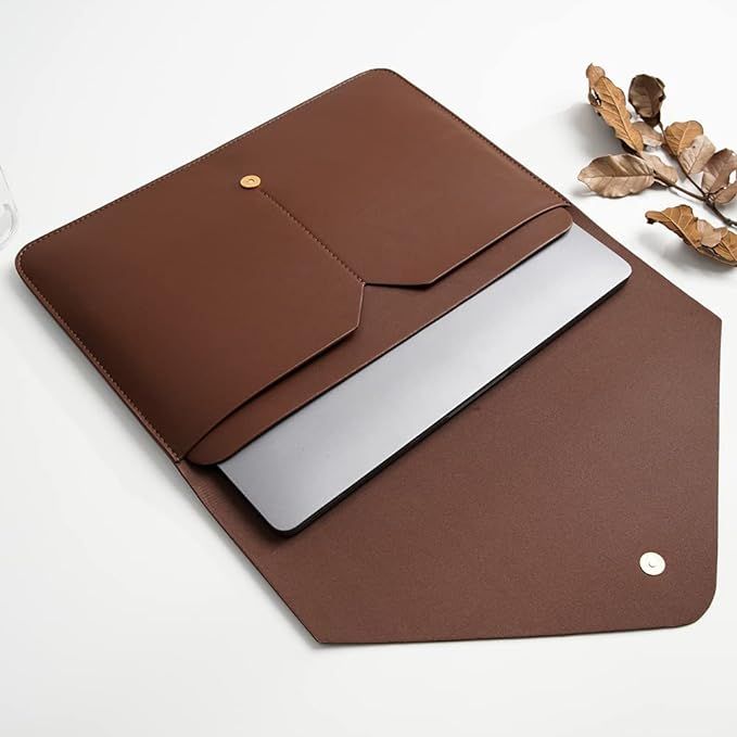 Funda para laptop  en cuero café