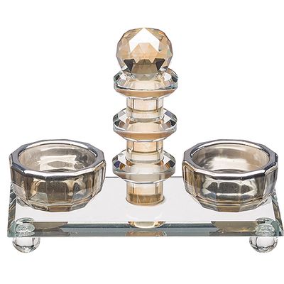 Salero con base de cristal dorado 13 cm