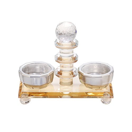 Salero con base de Cristal dorada 13 cm