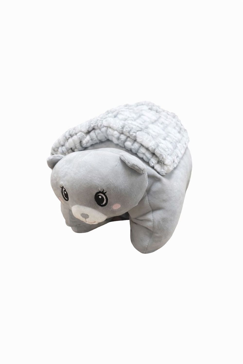 ALMOHADA CON MANTA OSITO GRIS