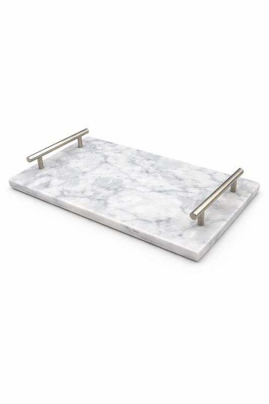 BANDEJA RECTANGULAR DE MARMOL CON MANIJA 30X20CM