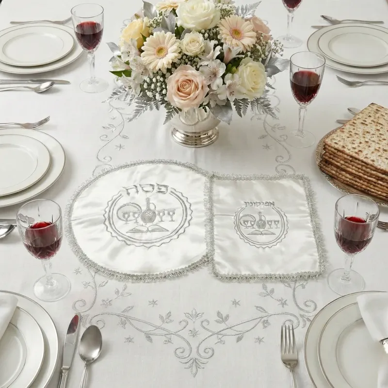 Set cobertor de Matza con Afikoman en satin bordado