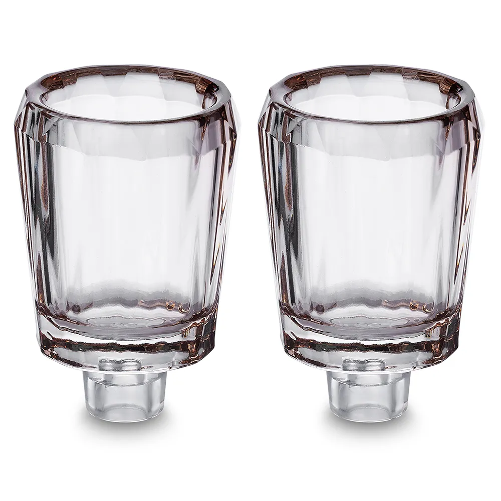 Par de copas de aceite de vidrio gris de 7 x 5 cm