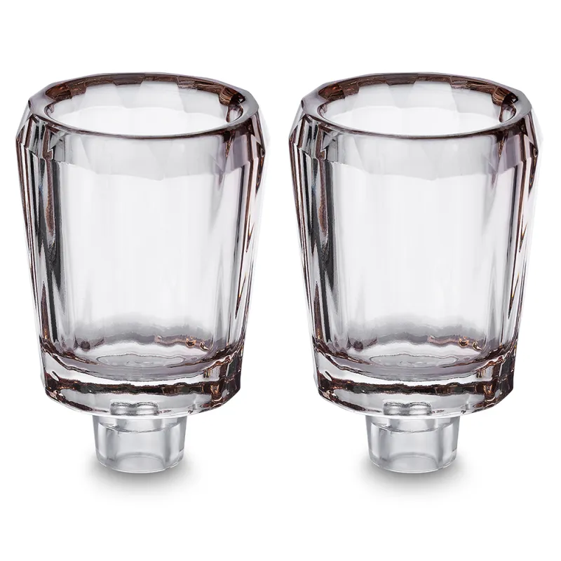 Par de copas de aceite de vidrio gris de 7 x 5 cm