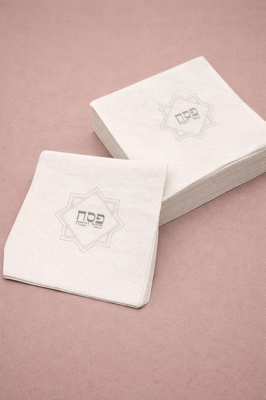 Set de 50 Servillletas Coktail para Pesaj - Monograma Gris