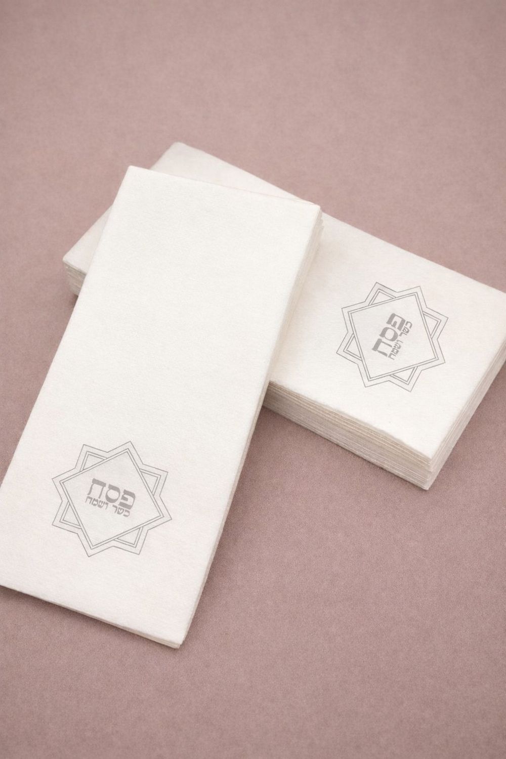 Set de 25 Servillletas Imitacion lino Rectangular para Pesaj - Monograma Gris