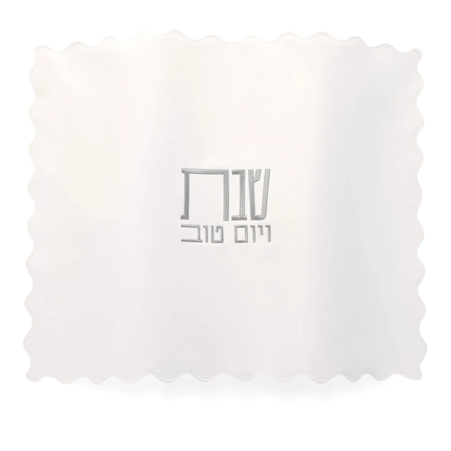 Cobertor de Jala blanco con plateado Scalloped Edge