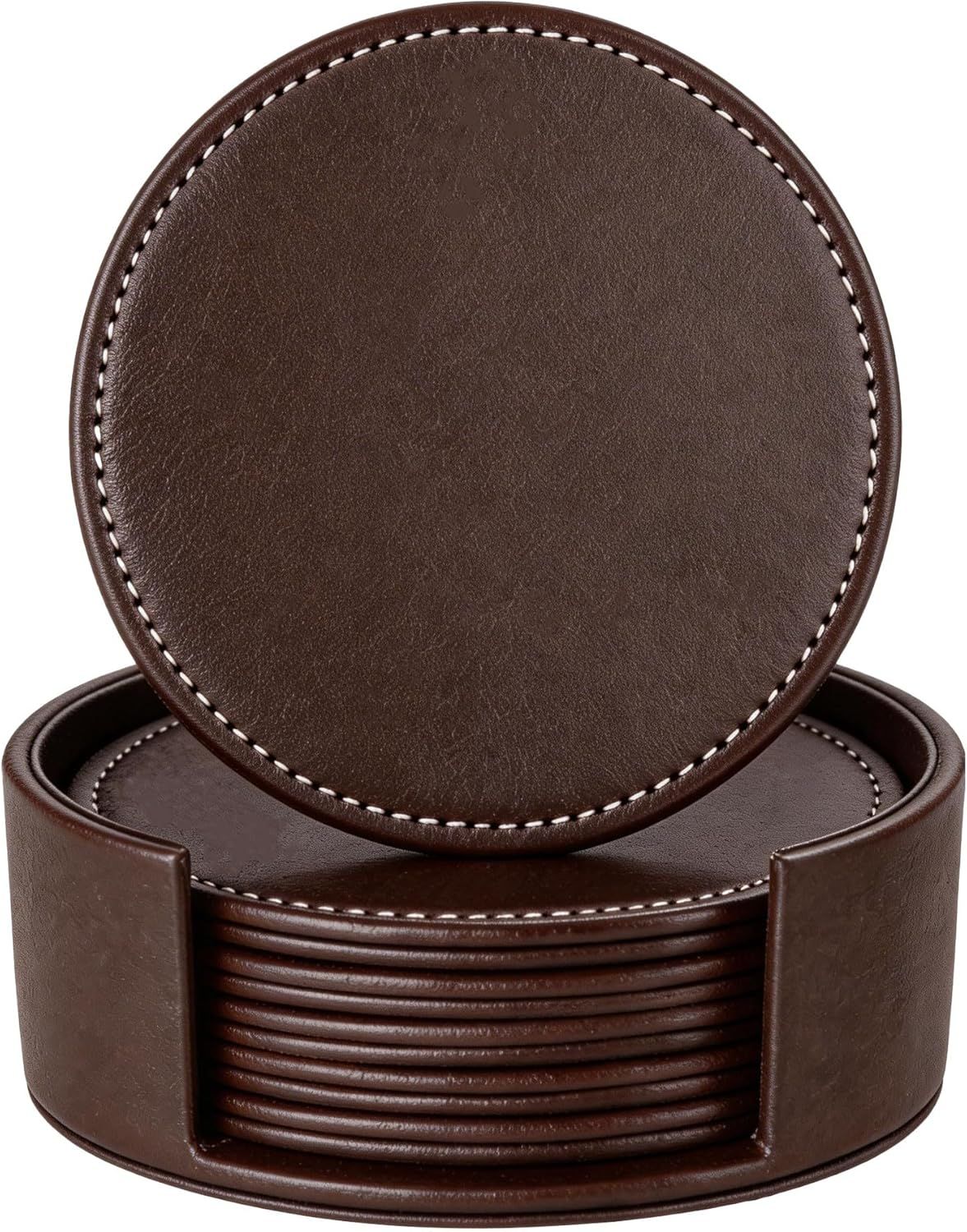 Portavasos de cuero chocolate juego de 4