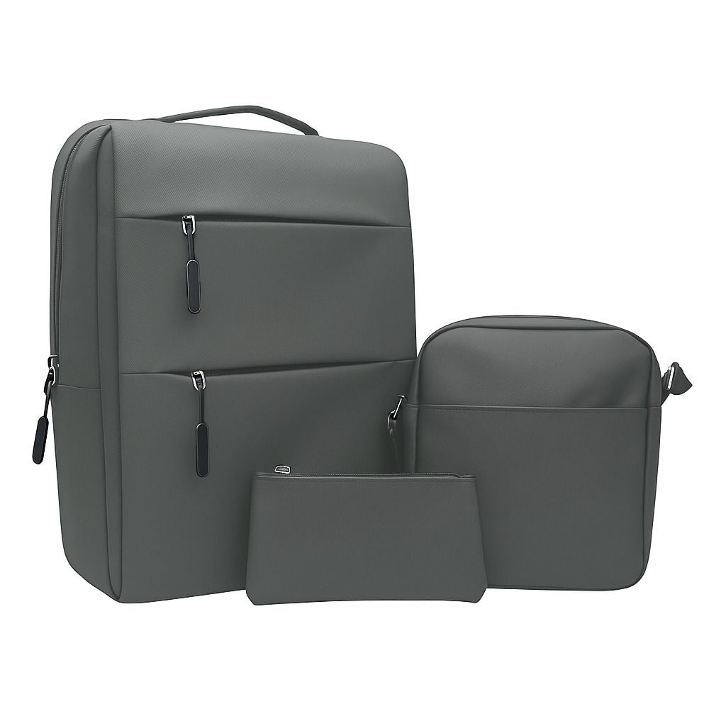 Mochila Ejecutiva con bolsa mediana y cartuchera color Gris