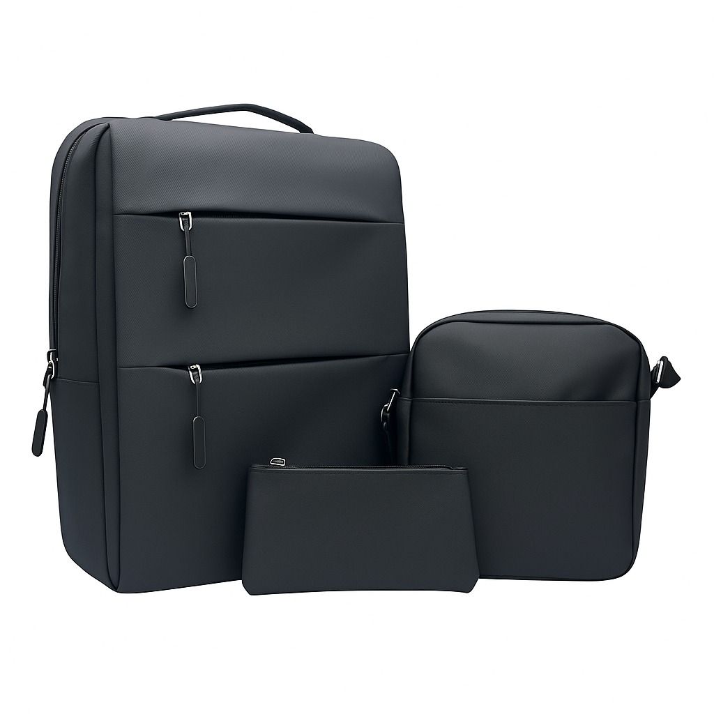 Mochila Ejecutiva con bolsa mediana y cartuchera color Negro