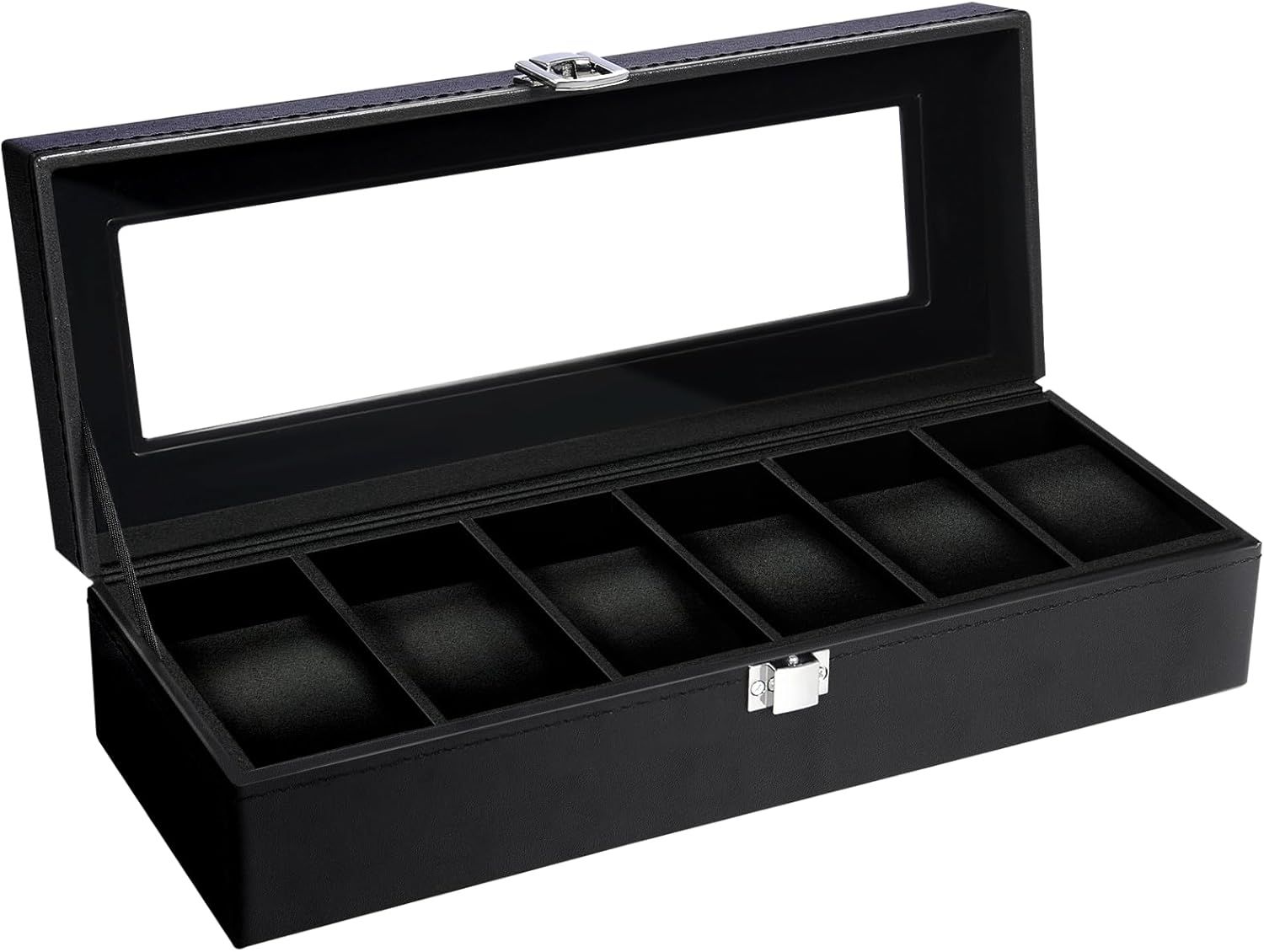 Caja de reloj con 6 slots toda negra