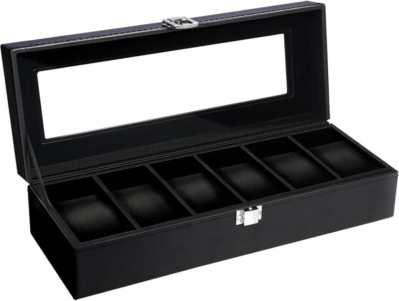 Caja de reloj con 6 slots toda negra