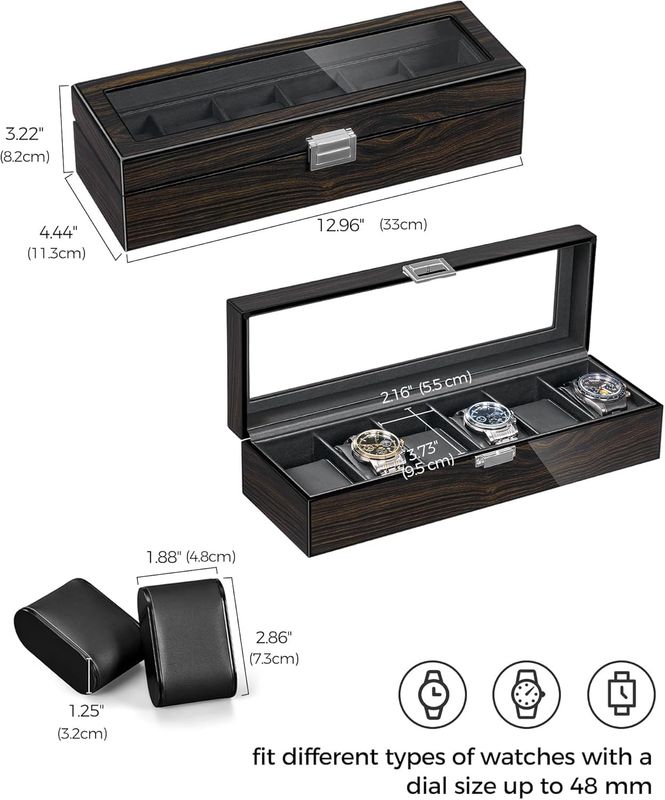 Caja de reloj con 6 slots esilo madera