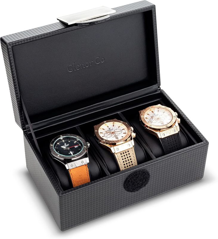 Caja de reloj con 3 slots negro con evilla