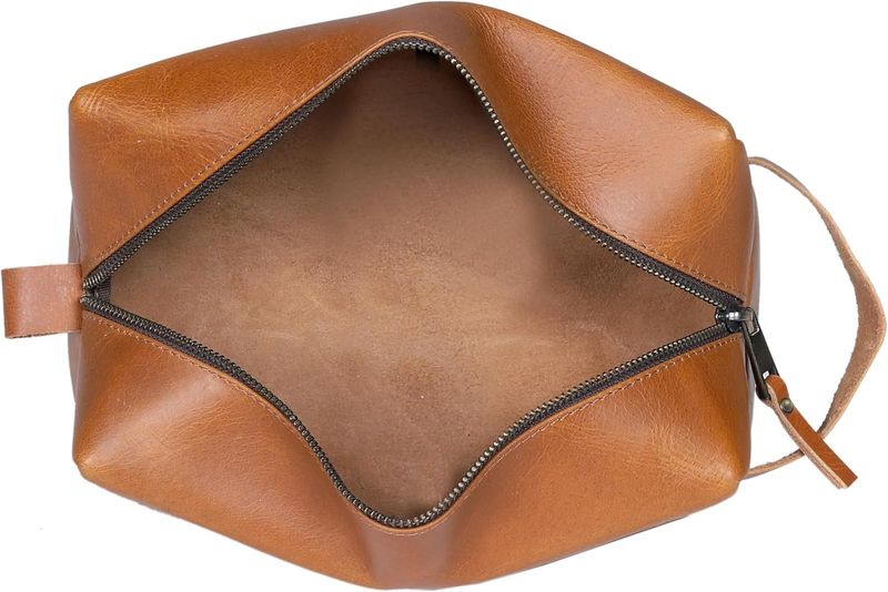 Neceser marron en cuero de bufalo