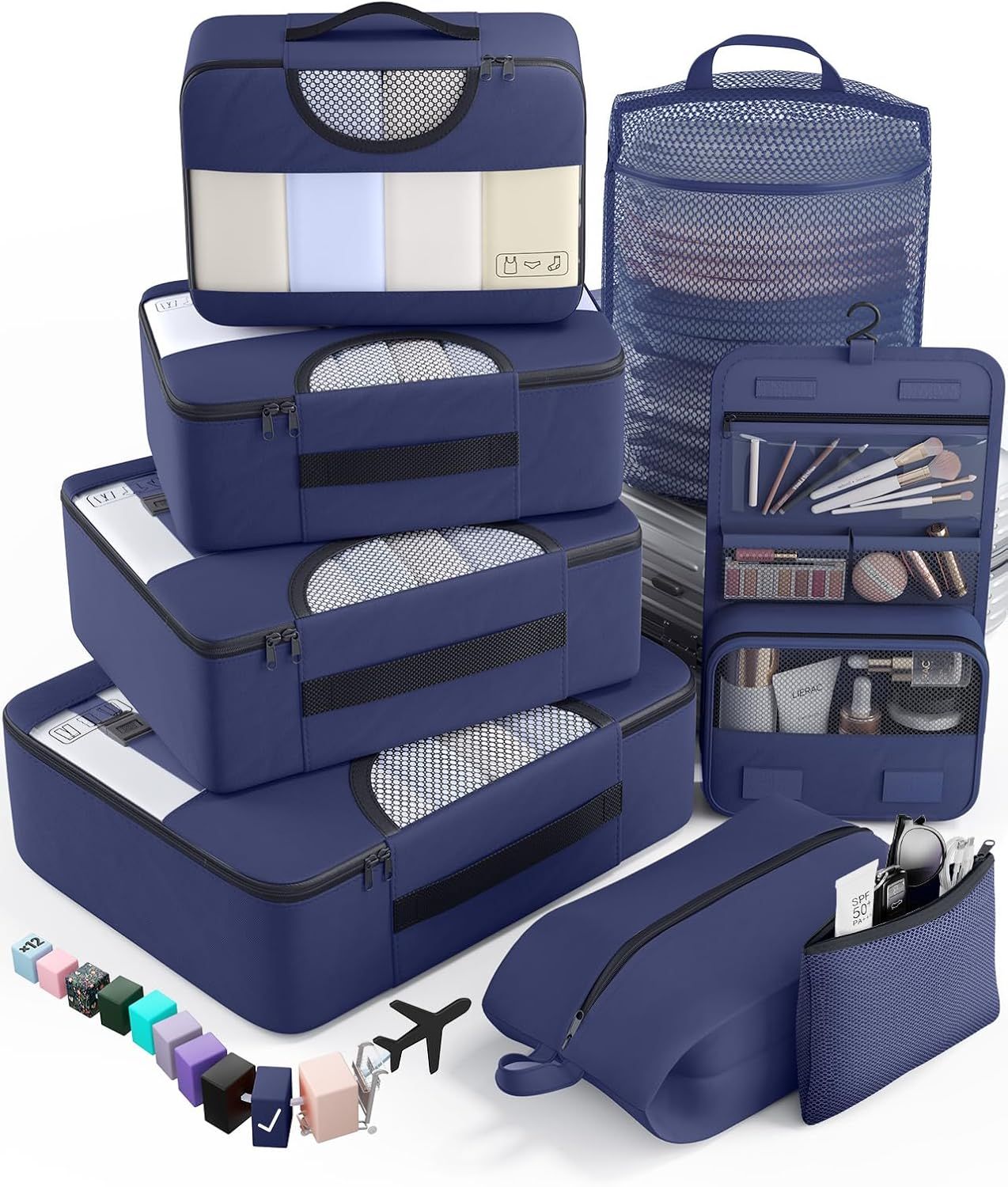 PACKING CUBES AZUL MARINO  SET 8