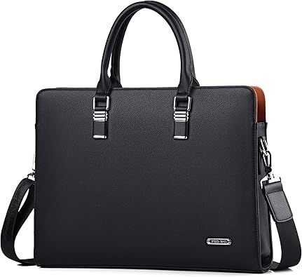 Bolso ejecutivo para laptop de cuero elegante negro 16.2 x 12.2 in