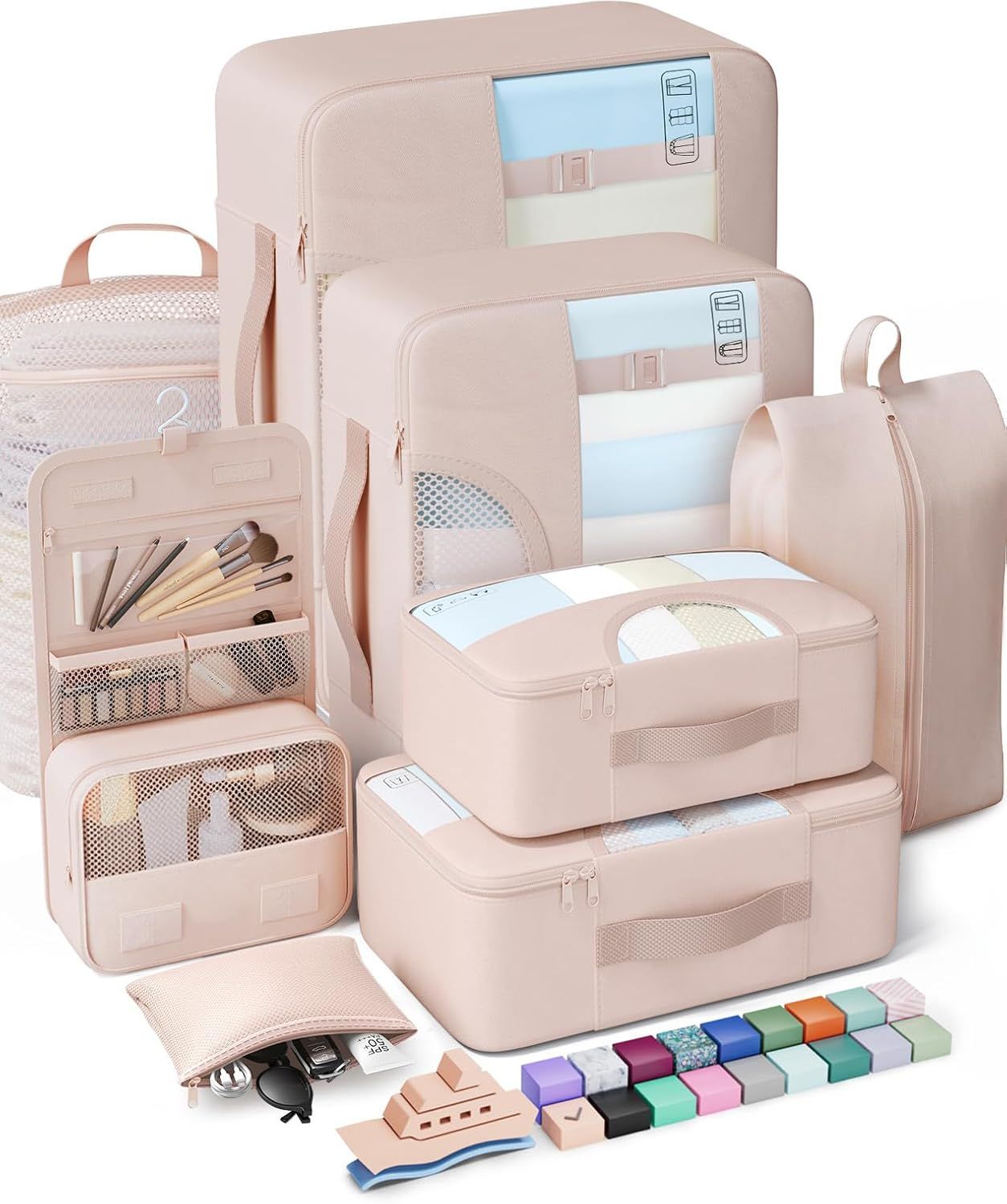 PACKING CUBES  ROSADO SET 8
