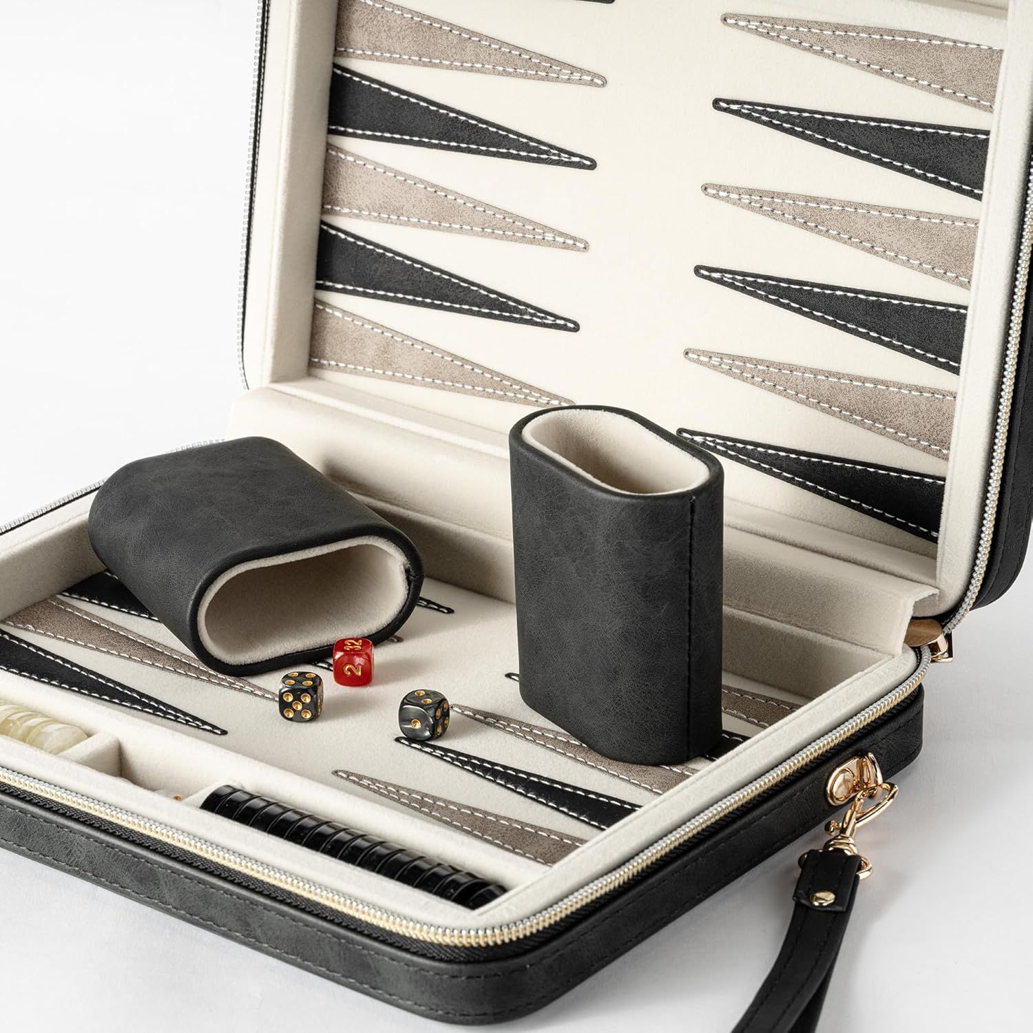 Backgammon travel con zipper negro