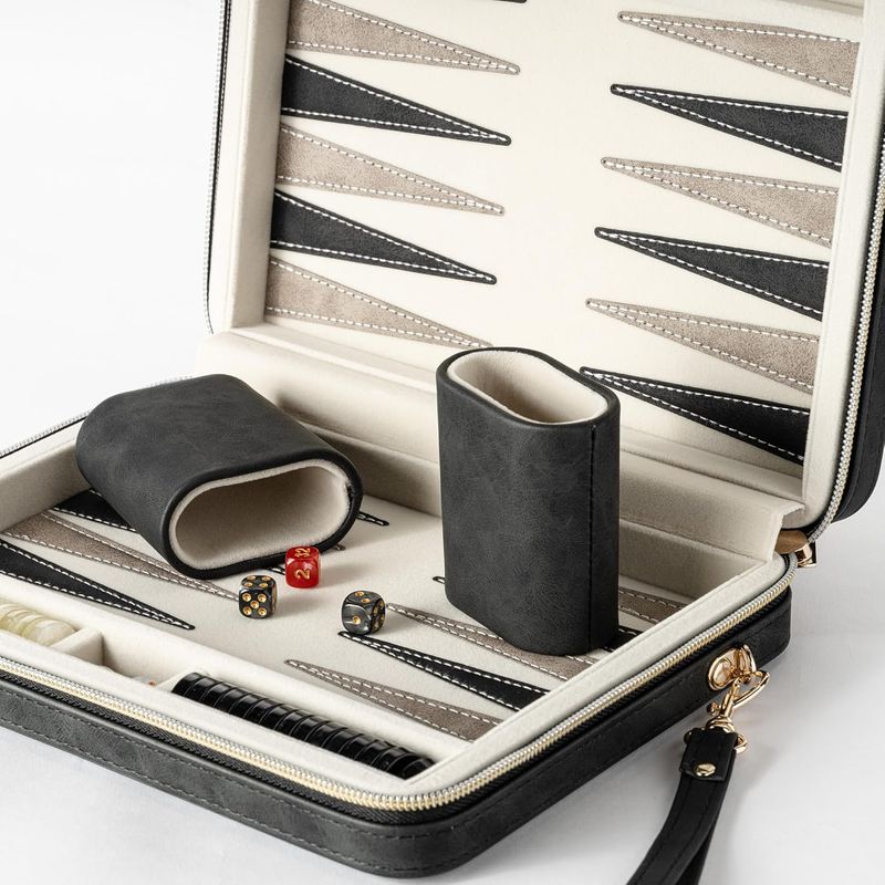 Backgammon travel con zipper negro