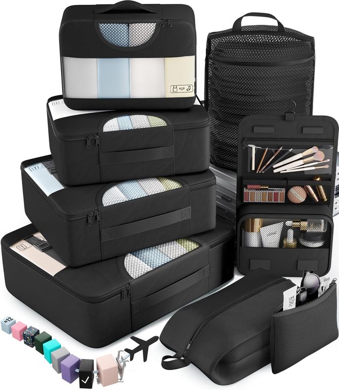 PACKING CUBES  NEGRO SET 8/10