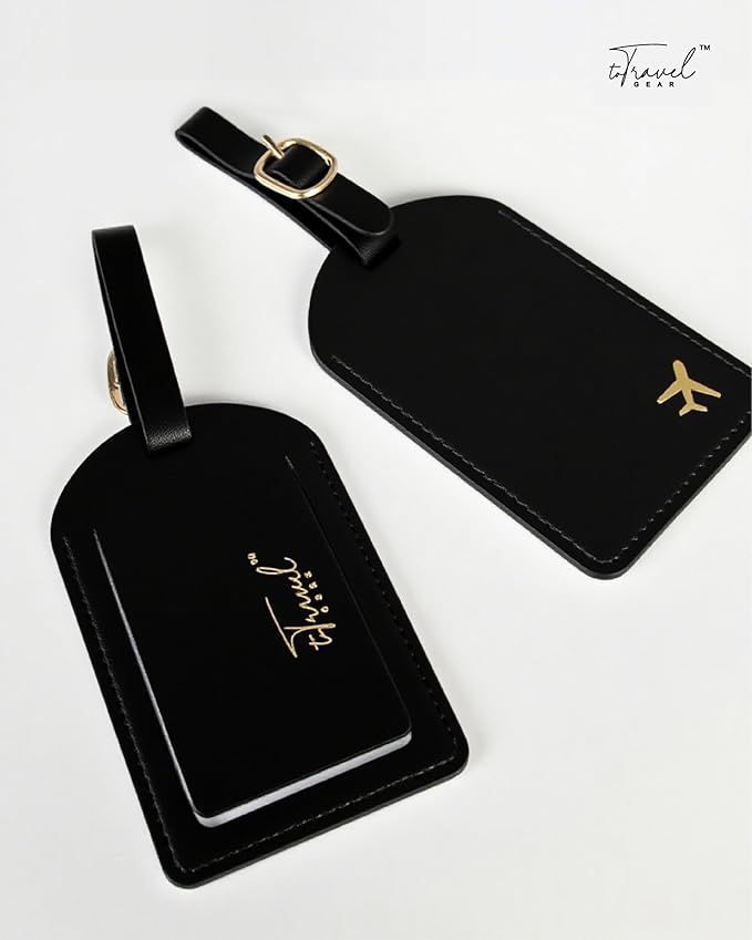 Tag de maleta negro con detalle dorado