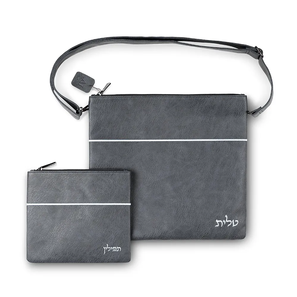 Set de Coraha de piel sintetica de 36 x 34 cm negro y gris