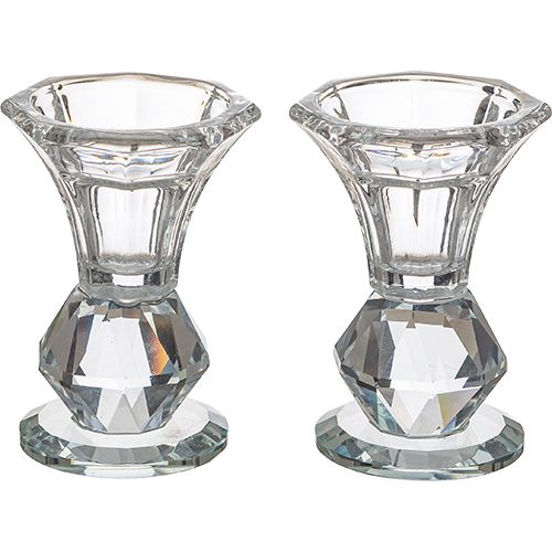 Elegante candelabro de cristal transparente de 8,5 cm